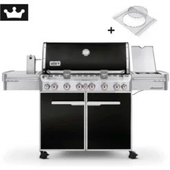 Weber Gasgrill Summit E-670 GBS Black Mit Premium Abdeckhaube