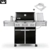Weber Gasgrill Summit E-470 GBS Black Mit Premium Abdeckhaube