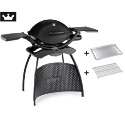 Weber Gasgrill Q 2200 Black Mit Stand Inkl. Hitzeschild Und Bratenrost