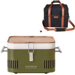 Everdure Holzkohlegrill Cube Farbe Khaki Tragbar Inkl. Transporttasche