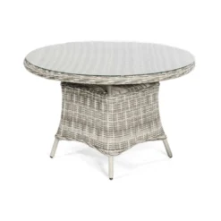 SunnySmart Gartentisch Midland Rund Ø120 Cm Aluminium Mit Kunststoffgeflecht Vintage-taupe Tisch