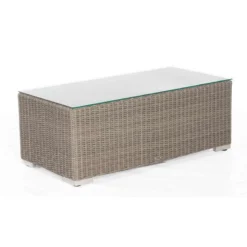 Sonnenpartner Lounge-Tisch Residence 120x60 Cm Aluminium Mit Polyrattan Stone-grey Mit Glas Loungeti