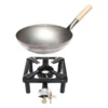 Paella World Hockerkocher-Set Klein 30x30x14 Cm Mit Stahl-Wok Ø 30 Cm Und Zündsicherung Gaskocher