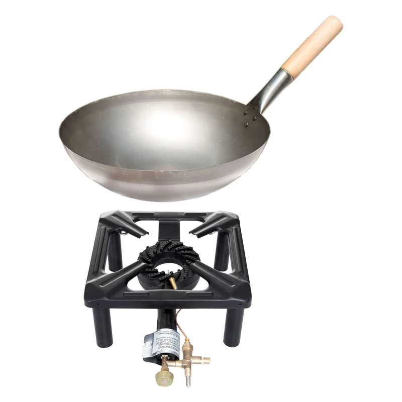 Paella World Hockerkocher-Set Klein 30x30x14 Cm Mit Stahl-Wok Ø 30 Cm Und Zündsicherung Gaskocher 1 Paella World Hockerkocher-Set Klein 30x30x14 Cm Mit Stahl-Wok Ø 30 Cm Und Zündsicherung Gaskocher
