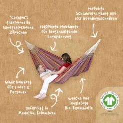 La Siesta Doppel-Hängematte Bio-Baumwolle FLORA Flowers Lila Doppelhängematte FLH16-27 -TerrassenLux Verkäufe 000579870000 5 1280x1280