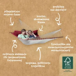 La Siesta Hängematte ALABAMA Red Pepper Rot Gefütterte Stabhängematte Kingsize -TerrassenLux Verkäufe 000580060000 6 1280x1280