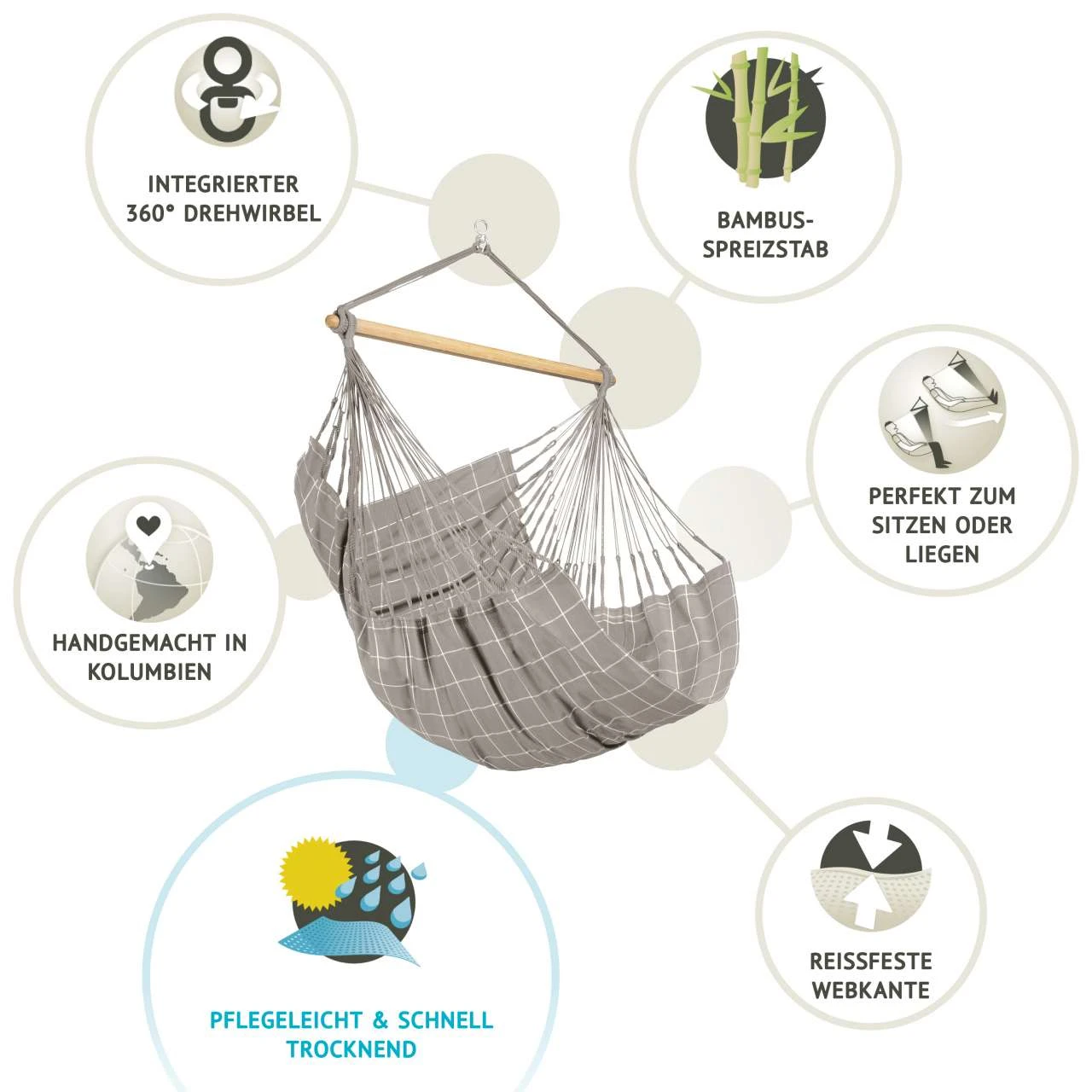 La Siesta Hängesessel DOMINGO Comfort Almond Braun Lounger Hängestuhl Hängematte 6 La Siesta Hängesessel DOMINGO Comfort Almond Braun Lounger Hängestuhl Hängematte – Bild 6