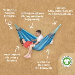 La Siesta Hängematte MODESTA Lagoon Blau Aus Bio-Baumwolle Doppelhängematte -TerrassenLux Verkäufe 000580570000 5 1280x1280