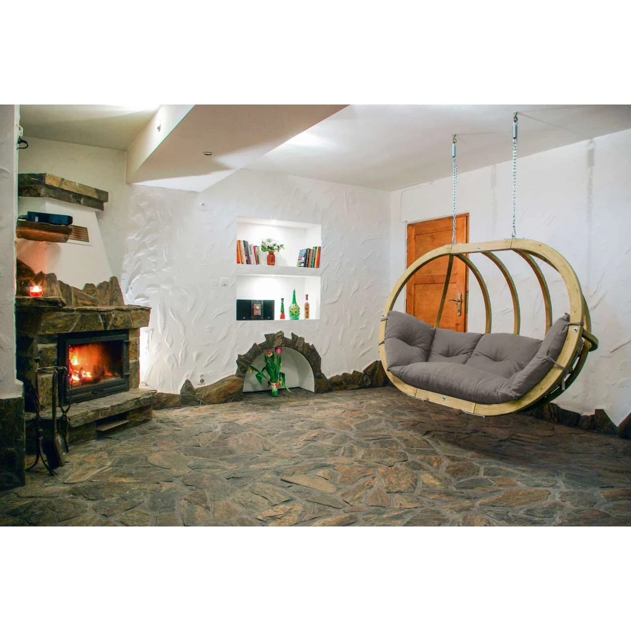 AMAZONAS Mehrpersonen Hängesessel Globo Royal Chair Taupe Inkl. Sitzkissen Und Zwei Spiralfedern 4 AMAZONAS Mehrpersonen Hängesessel Globo Royal Chair Taupe Inkl. Sitzkissen Und Zwei Spiralfedern – Bild 4