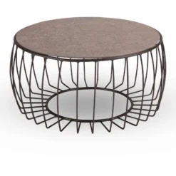 Ära By Stern Beistelltisch Oxo Ø 77 Cm Aluminium Schwarz Matt Konvex Tischplatte Dekton Stone Grau